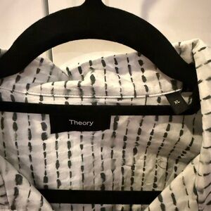 Theory Green and White Patterned Shirt